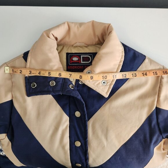 Vintage Down Jacket Blue and Tan Chevron Women's Size Small - Picture 12 of 14